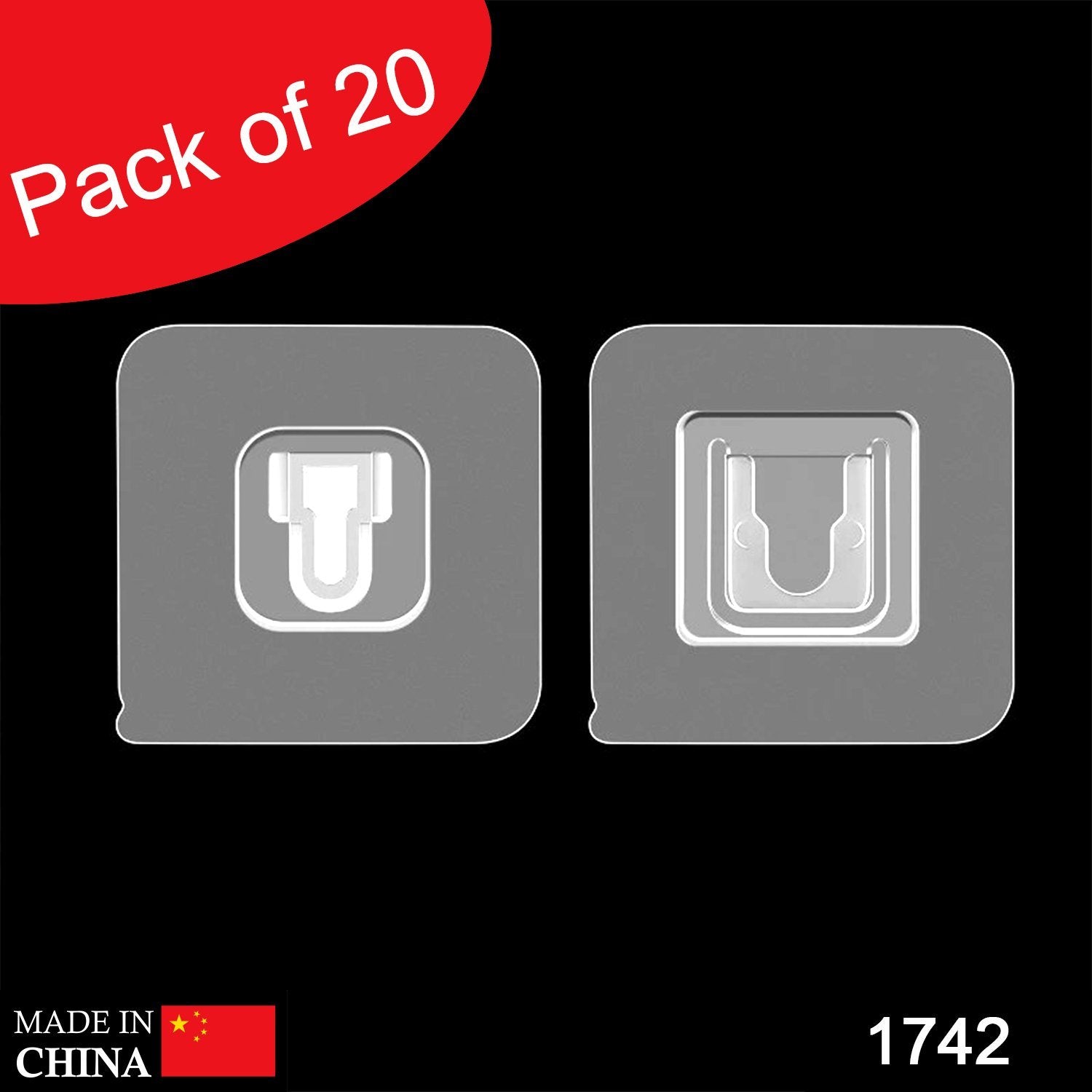 Heavy duty adhesive wall hooks, pack of 20, for versatile hanging. Heavy duty adhesive wall hooks, pack of 20, for versatile hanging.